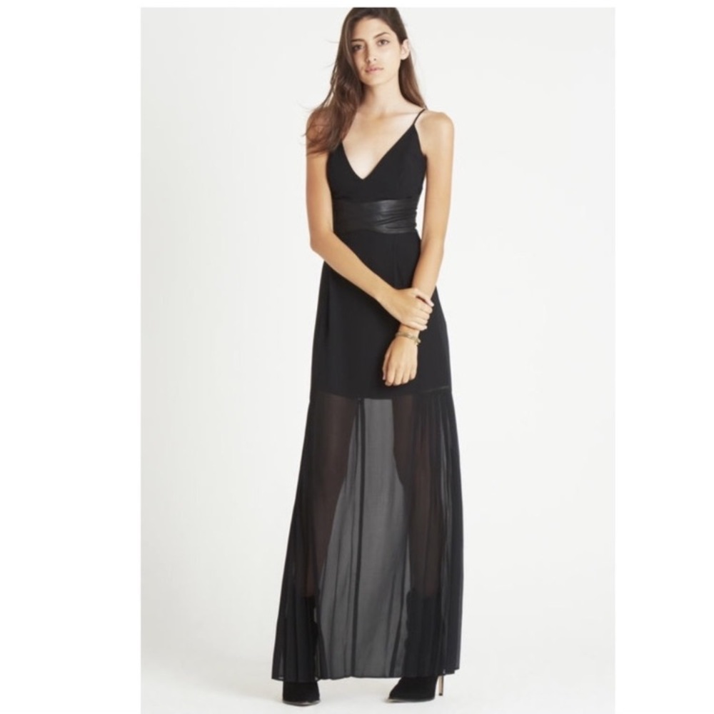 BCBGeneration PLEATED SIDE MAXI DRESS IN BLACK